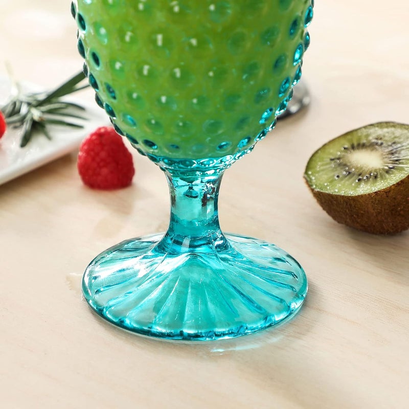 G G Hobnail Iced Tea Beverage Goblets 13 oz set of 6 Premiun Glass Set for Wine Soda Juice Water Perfect for Dinner Parties Bars Restaurants Everyday use Multicolor Goblet  - Image 4