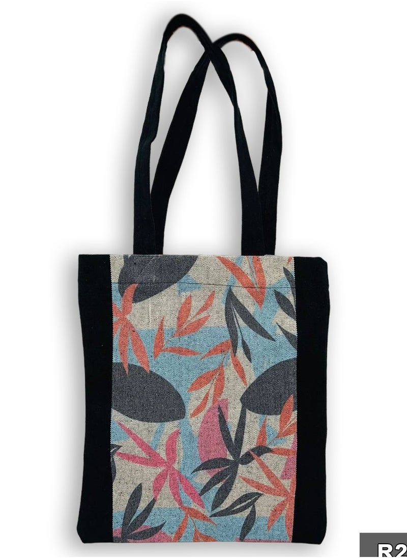 Gharibo Bags Tree leaves casual printed linen tote bag  - Image 1