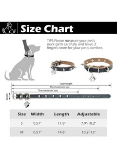 BINGPET Adjustable Leather Spiked Studded Dog Collars,Genuine Leather Pet Collar With Bells,Spiked Cat Puppy Collar,Spikes Soft And Strong Real Leather Made, Adjustable For Small Dogs Puppy Cats  - Image 4