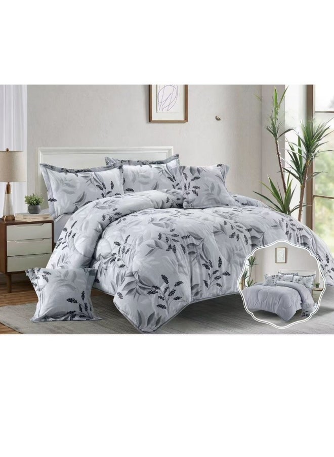 Blue Sky 100% Microfiber Double Bedspread, Geometric Design Bed Cover, Reversible, 4-Piece Set, 230X170cm  - Image 1