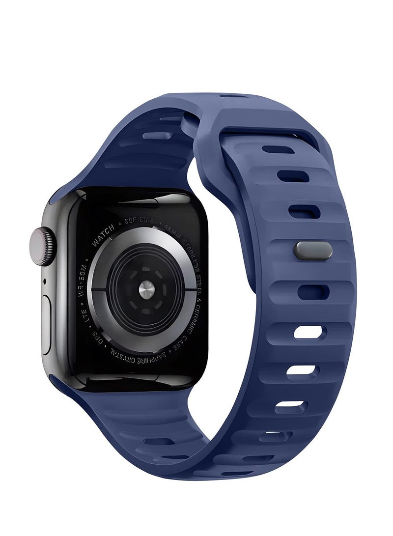 Compatible with Apple Watch Band 49mm 46mm 45mm 44mm 42mm Bands for Men Women, Unique Rugged Design Silicone Wristband Strap for iWatch Ultra 3/2/1 Series 11/10/9/8/7/6/5/4/3/2/1/SE Blue - Image 1