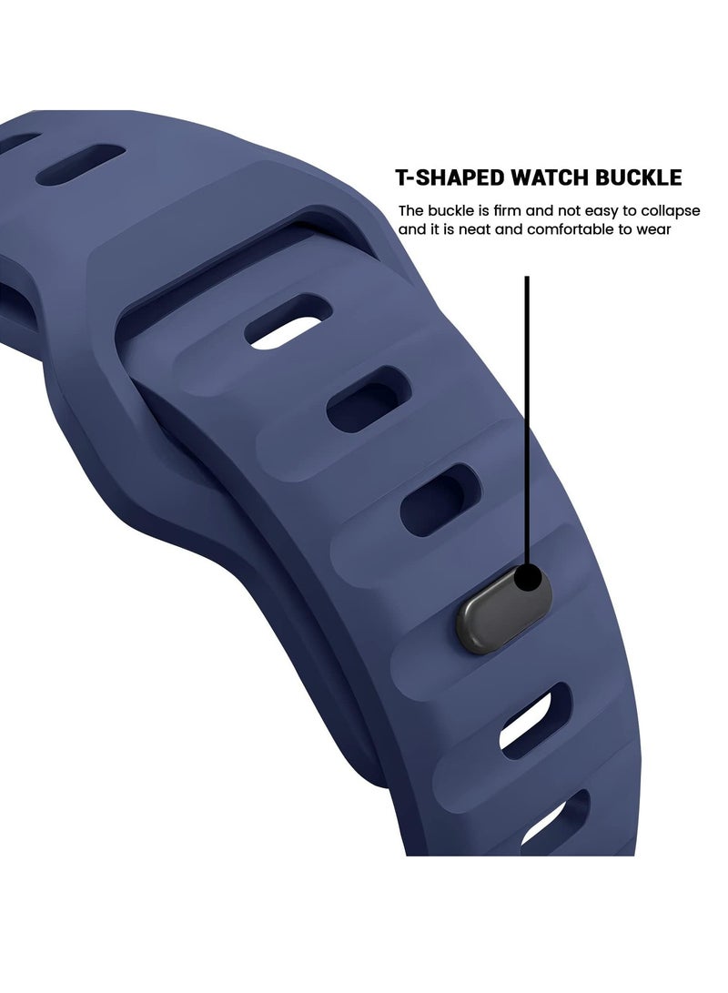 Compatible with Apple Watch Band 49mm 46mm 45mm 44mm 42mm Bands for Men Women, Unique Rugged Design Silicone Wristband Strap for iWatch Ultra 3/2/1 Series 11/10/9/8/7/6/5/4/3/2/1/SE Blue - Image 3