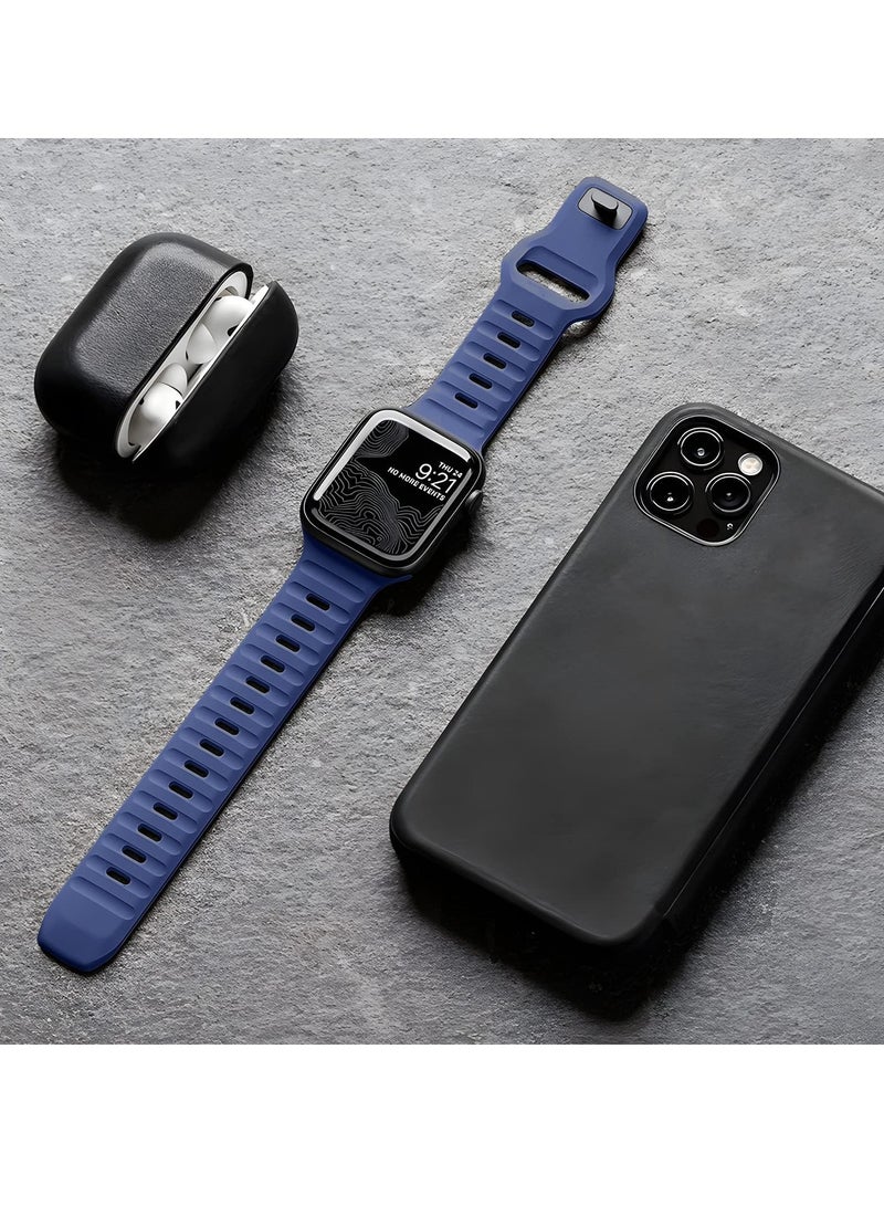 Compatible with Apple Watch Band 49mm 46mm 45mm 44mm 42mm Bands for Men Women, Unique Rugged Design Silicone Wristband Strap for iWatch Ultra 3/2/1 Series 11/10/9/8/7/6/5/4/3/2/1/SE Blue - Image 4