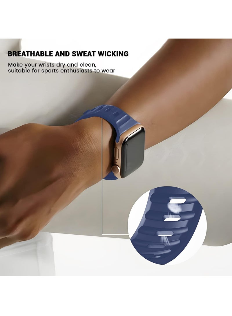 Compatible with Apple Watch Band 49mm 46mm 45mm 44mm 42mm Bands for Men Women, Unique Rugged Design Silicone Wristband Strap for iWatch Ultra 3/2/1 Series 11/10/9/8/7/6/5/4/3/2/1/SE Blue - Image 5