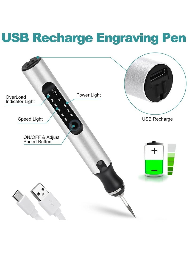 Captaintech Electric Engraving Pen Kit, Cordless USB Rechargeable Etching Tool for DIY Art on Glass, Wood, Metal, Stone, Plastic, and Jewelry - Image 2