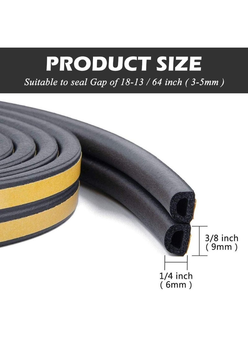 33Feet Long Weather Stripping for Door,Insulation Weatherproof Doors and Windows Seal Strip, Avoidance Rubber Self-Adhesive Weatherstrip,(2 Rolls,16.5Ft/10m Each,Black) - Image 2