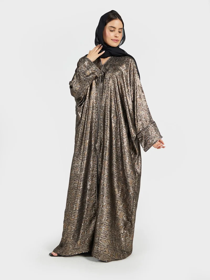 Metallic Bronze Snakeskin Pattern Kaftan Abaya