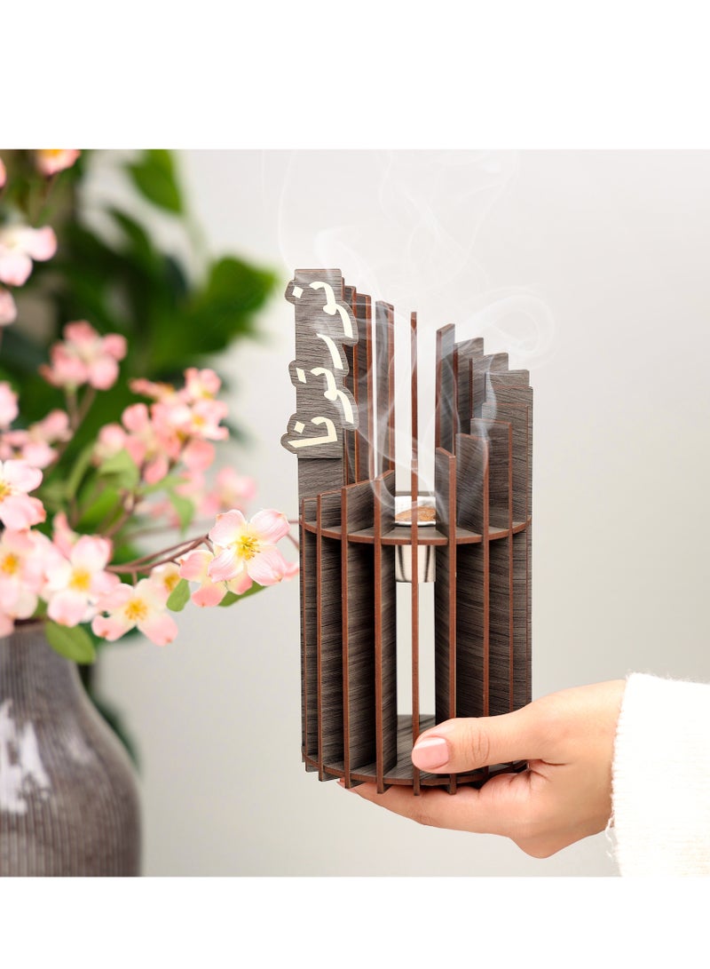 Story Of Candle Incense burner for gifts and receptions with a unique touch and gray color bearing an Arabic phrase - Image 1