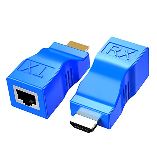 Eanetf HDMI Repeater, 2 PCS HDMI Extender Transmitter and Receiver Network RJ45 Over Cat 5e / 6 1080p with Built-in Thunder Protection Circuit - Image 1