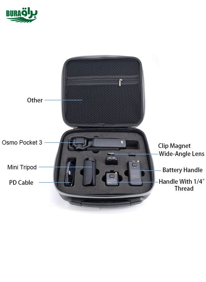 BURAQ For DJI Osmo Pocket 3 Action Camera All-in-One Storage Bag Hand Cluth(Grey)  - Image 4