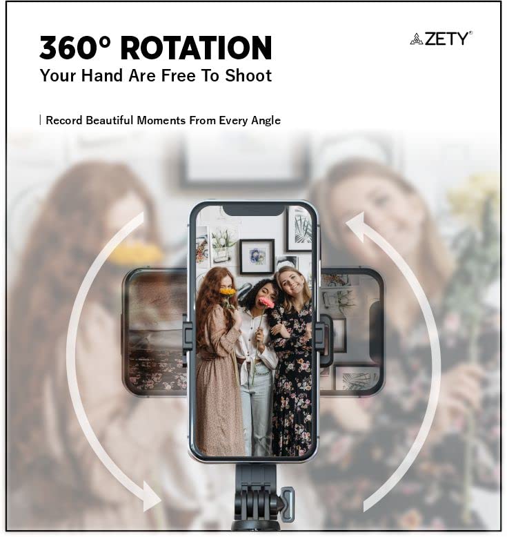Zety (S10) 40 Inch / 103 cm Extendable Selfie Stick Tripod with Finger Print Style Bluetooth Remote Control | Multi Purpose Selfie Stick Cum Phone Tripod | Standard Selfie Stick Tripod - Image 3