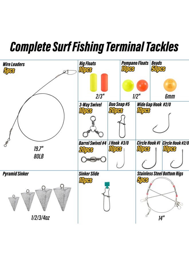 Dr.Fish 269-Piece Surf Fishing Tackle Kit with Box, Saltwater Fishing Tackle, Lure & Rig Accessories, Bucktail Jigs, Pyramid Sinkers - Image 3