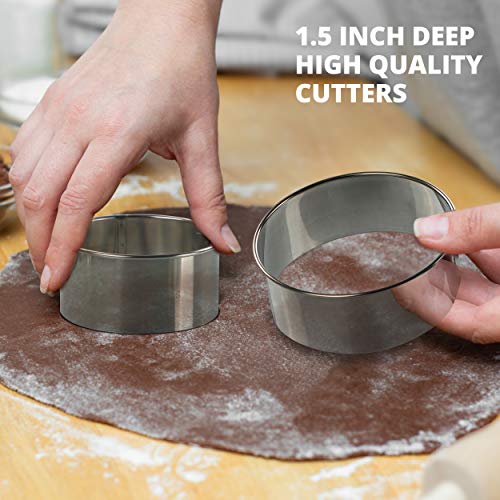 FUNUTTERS Cookie Cutter Set, 3 Pc Kit, Measuring 2'', 3'', and 4'', Round Metal Baking Rings for Pastry, Biscuits, and Dough Cutting, Heavy Duty and Reusable, Multiple Sizes - Image 3