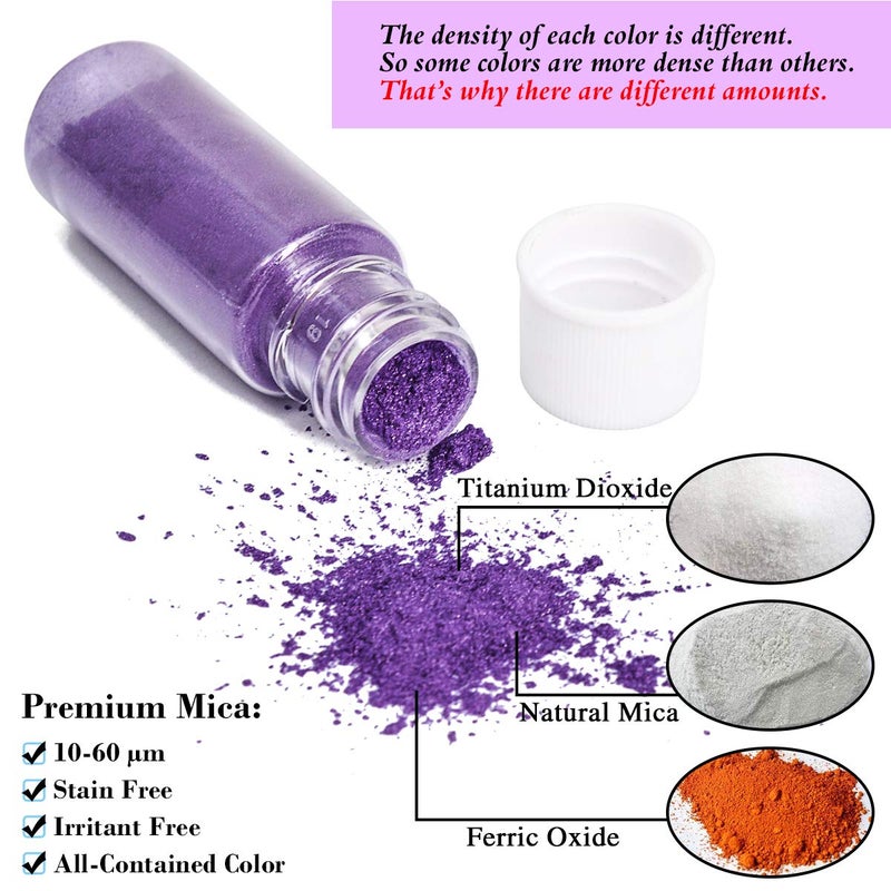 SEISSO Mica Powder for Epoxy Resin, 32 Colors Mica Pigment Powder Set for Resin Art, Lip Gloss, Soap Making Dye, Slime and DIY Craft (5g/0.18oz Each Bottle) - Image 3