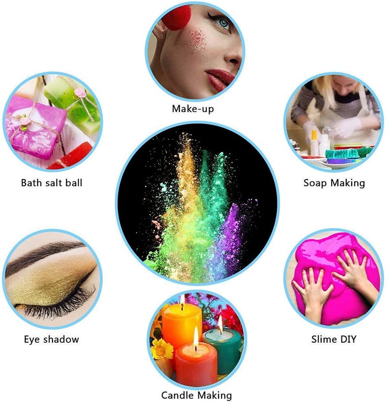 SEISSO Mica Powder for Epoxy Resin, 32 Colors Mica Pigment Powder Set for Resin Art, Lip Gloss, Soap Making Dye, Slime and DIY Craft (5g/0.18oz Each Bottle) - Image 5