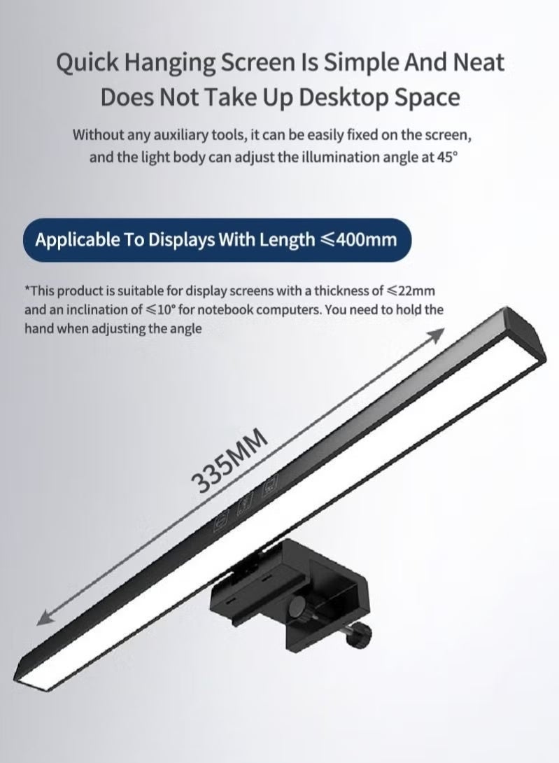 HPRT Monitor Light Bar, Computer Monitor Lamp with Touch Control, USB Powered Screen Light with 3 Color Modes, Adjustable Brightness and 60-Minute Timer for Work, Study and Gaming (Black, 33.8 cm) - Image 2