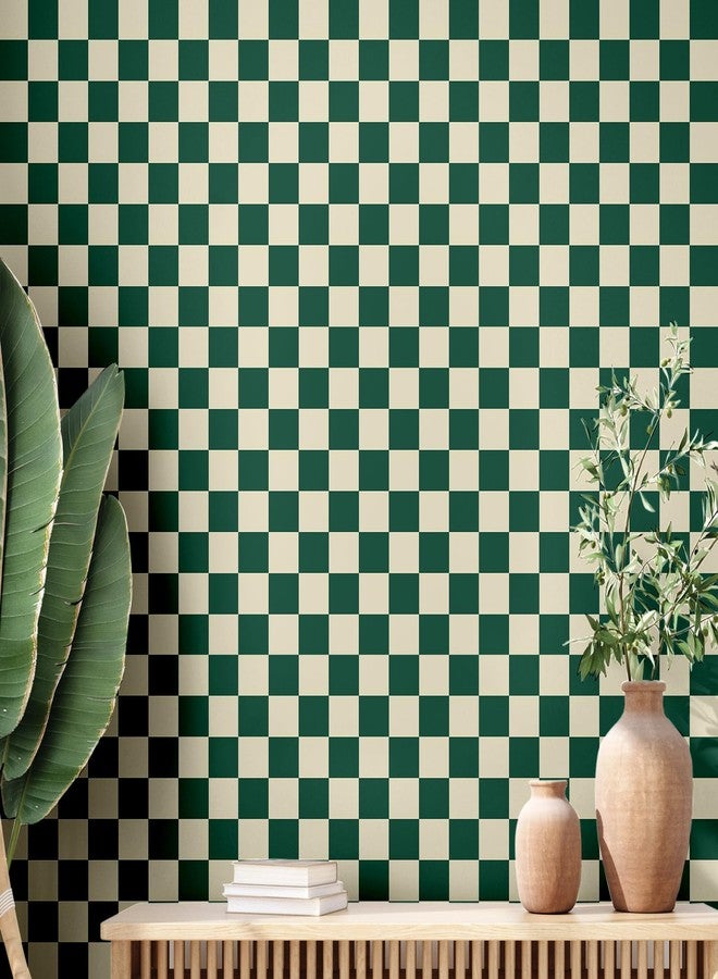 Drydiet Retro Checkered Peel and Stick Wallpaper Funky 70s Removable Vintage Decorative Wallpaper Checkerboard Decor for Bathroom Cabinet(9.8' X 15.75'',Turquoise) - Image 1