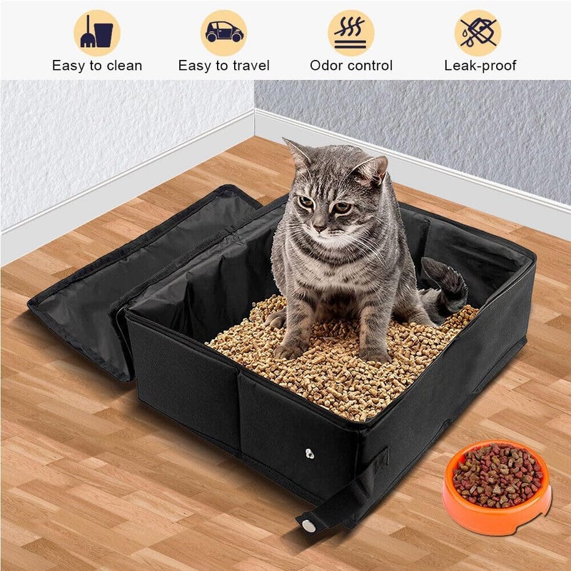 SDYQD Portable Cat Travel Litter Box with Zipped Lid, Foldable Travel Litter Box, No Leakage, No Smell, Waterproof, Easy to Carry, Easy to Use in Hotels, Car - Image 5