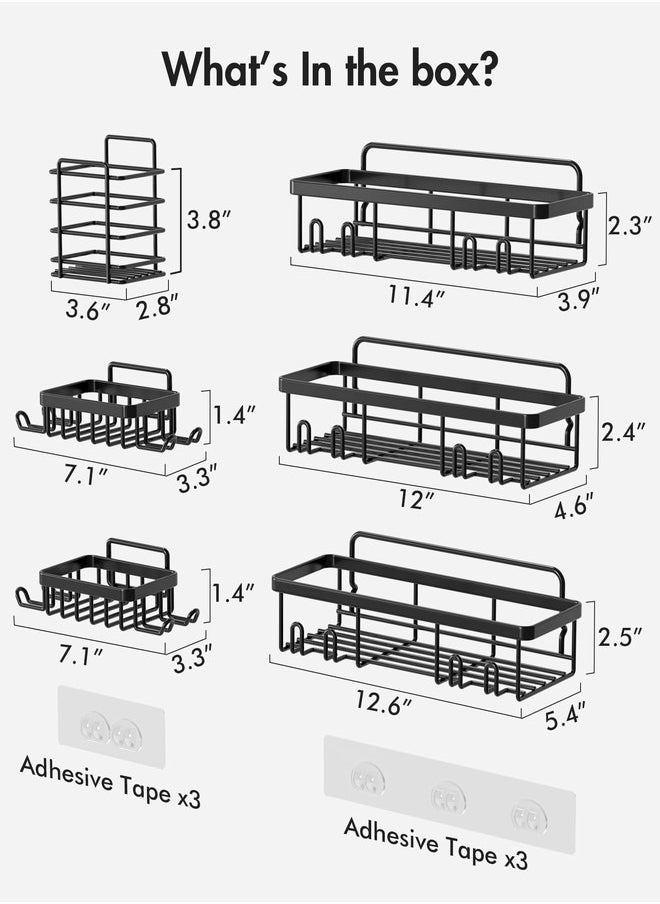 Tiokkss - Shower Caddy 6 Pack, Rustproof Stainless Steel Shower Shelves for Bathroom Organizers and Storage, Adhesive No Drilling Durable Bath Accessories with Large Capacity for Home & Kitchen Decor - Image 1