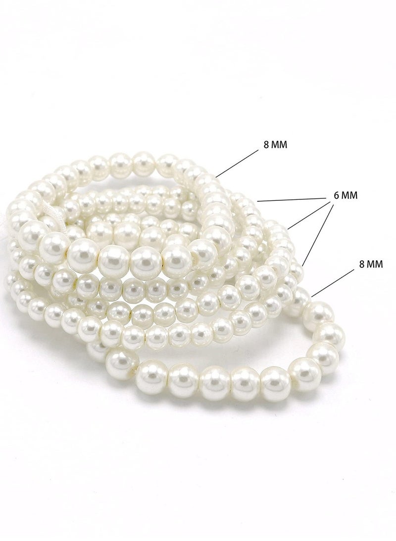 Excefore 5 Pcs Pearl Bracelets for Women, Pearl Beaded Stretch Bracelet, Stackable Bracelet Sets for Women Bridesmaid Bridal Party Wedding, 1920 Jewelry Accessories - Image 3
