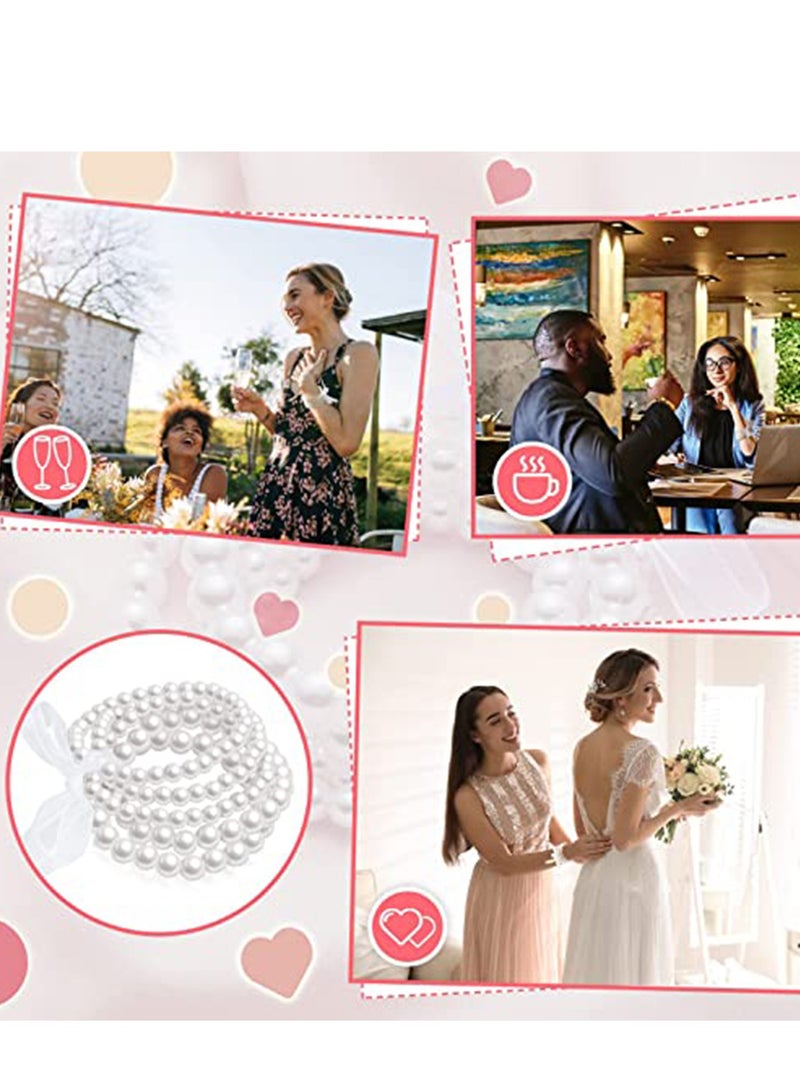 Excefore 5 Pcs Pearl Bracelets for Women, Pearl Beaded Stretch Bracelet, Stackable Bracelet Sets for Women Bridesmaid Bridal Party Wedding, 1920 Jewelry Accessories - Image 4