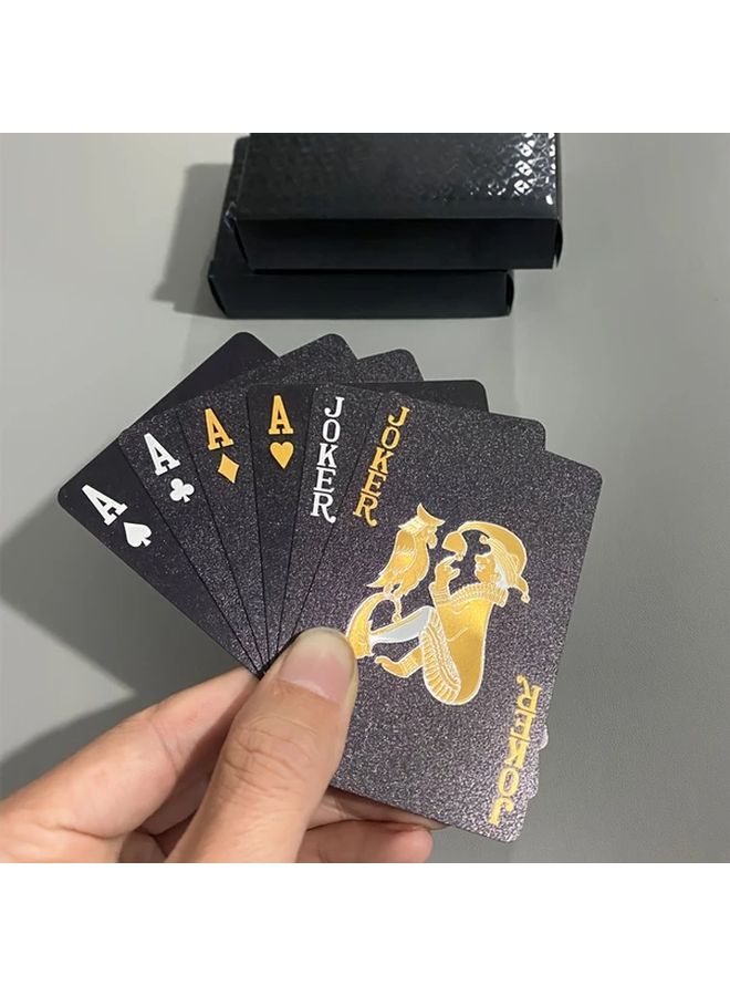 Golden Hearts Poker Cards Classic Black Plastic Durable Tabletop Game 1pc - Image 3