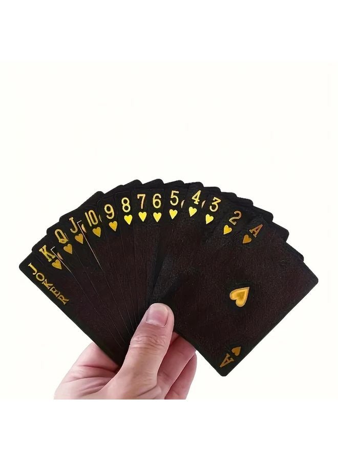 Golden Hearts Poker Cards Classic Black Plastic Durable Tabletop Game 1pc - Image 2