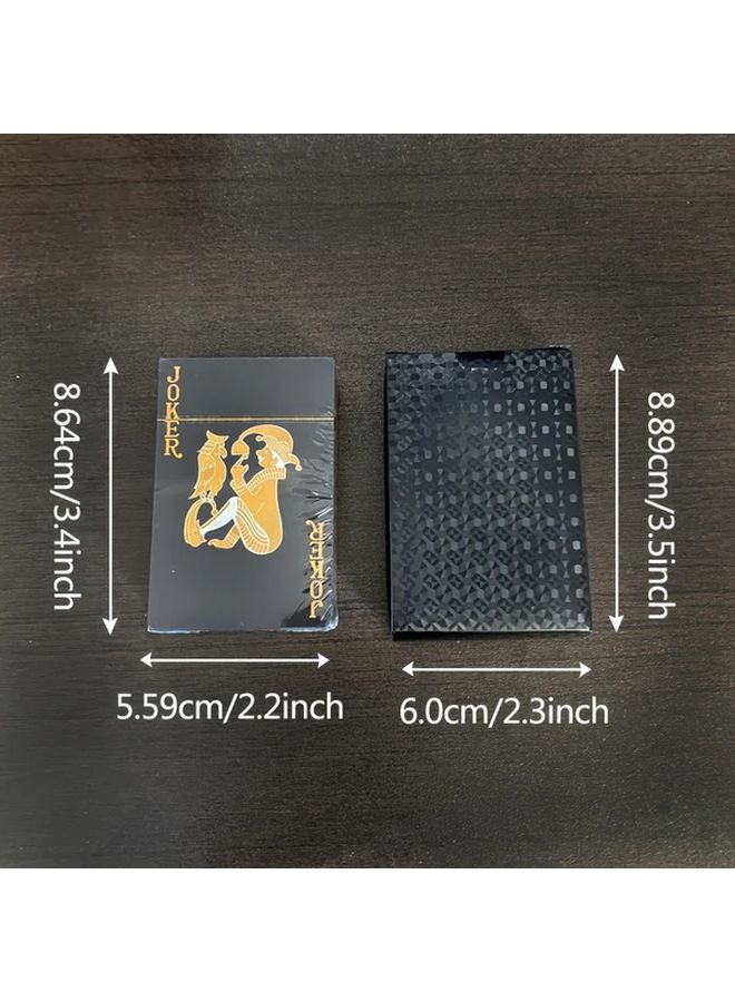 Golden Hearts Poker Cards Classic Black Plastic Durable Tabletop Game 1pc - Image 1