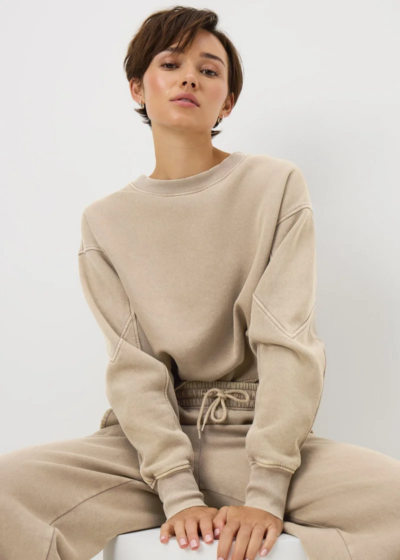 Matalan Brown Acid Wash Rib Wide Leg Jogging Bottoms