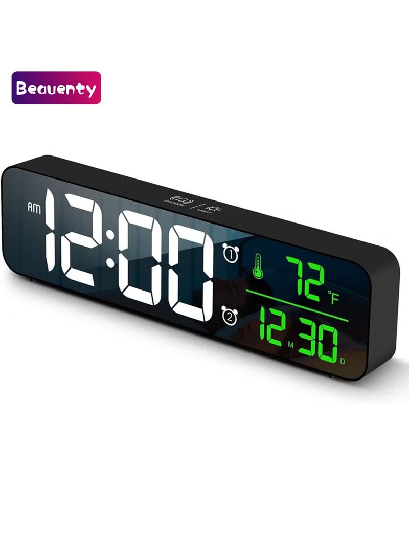 Beauenty Digital Clock for Bedroom and Living Room - Large Display Alarm Clock With Date & Temp, 10.4 Inch, 12/24H, Snooze - Black - Image 1