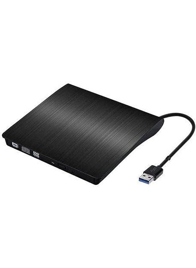 Portable external DVD drive with USB 3.0 port for Windows/Linux/OS/Apple/Mac (Black) - Image 1