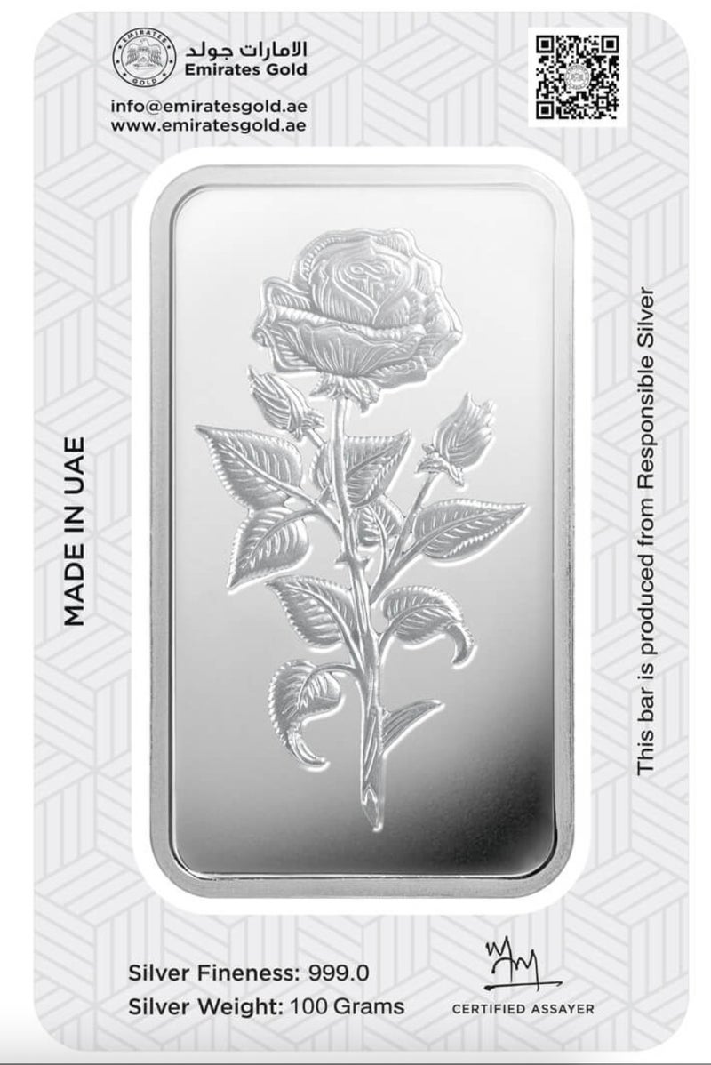الإمارات جولد سبيكة فضة من الإمارات جولد، وزنها 100 غرام، عيار 999.0 - مع فاتورة - Image 2