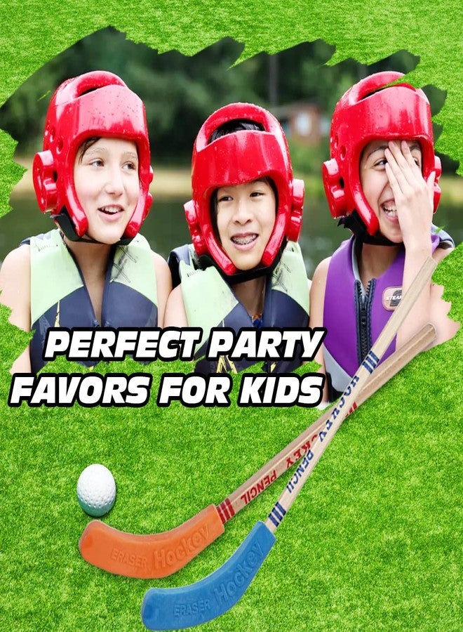 TIHOOD 12PCS Hockey Pencils and Erasers - Bulk 9 Inch Hockey Stick Sports Theme Party Supplies, Fun Cool Pencils for Hockey Fans, Students, Stocking Stuffers and Goodie Bag Birthday Party Favors - Image 4