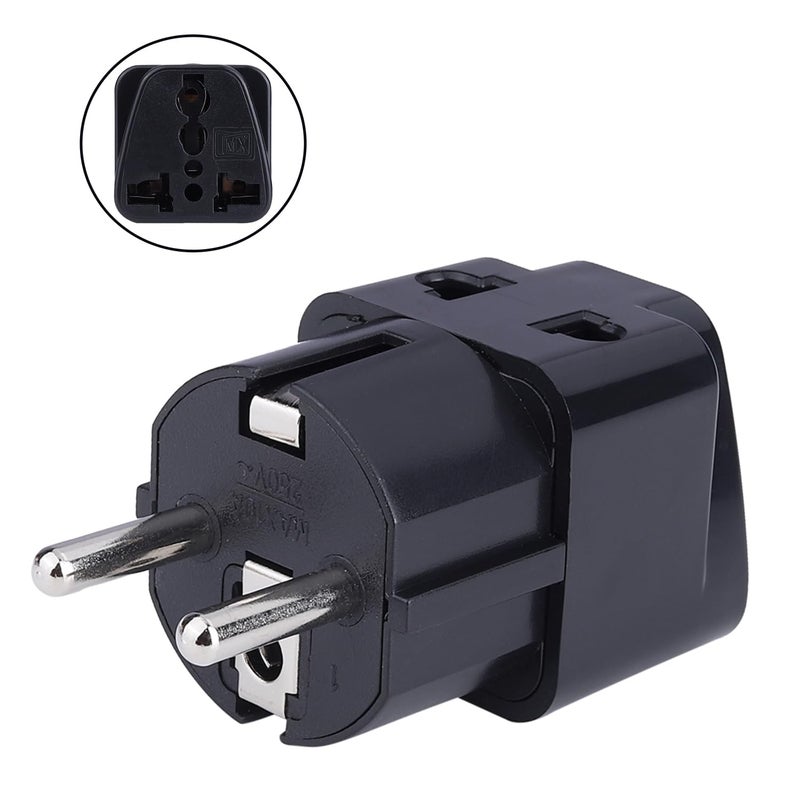 MX Europe Travel Adapter India to Europe Schuko Plug multipin Adapter 2 pin 3 Pin Universal Socket Type EF European Plug Worldwide Travel Adapter Use for Home Office MultiPurpose Black - Image 2