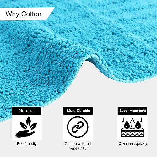 SASHAA World Super Absorbent Non Slip Rectangular Bathmat | for Living Room, Bathroom, Kitchen, Bedroom, Indoor & Outdoor | Blue | 40 X 60 Cm, Pack of 2, Cotton - Image 2
