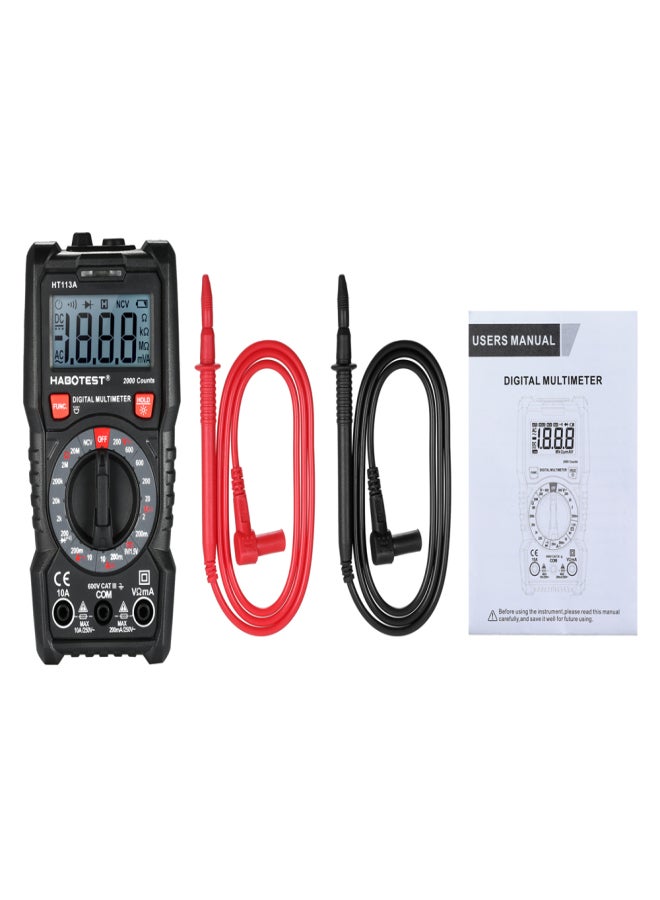 HABOTEST HABOTEST Digital Multimeter 2000 Counts Non Contact Multi Meter Voltmeter Ammeter Ohmmeter Measuring AC/DC Voltage Current Resistance Continuity Test Diode NCV Tester with Backlight LCD and Flashlight - Image 2