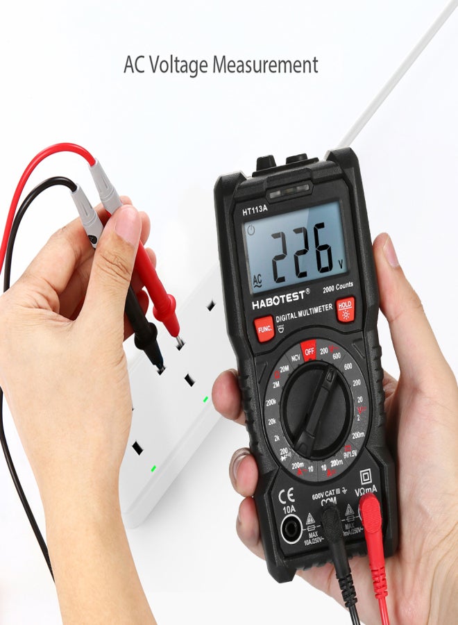 HABOTEST HABOTEST Digital Multimeter 2000 Counts Non Contact Multi Meter Voltmeter Ammeter Ohmmeter Measuring AC/DC Voltage Current Resistance Continuity Test Diode NCV Tester with Backlight LCD and Flashlight - Image 3