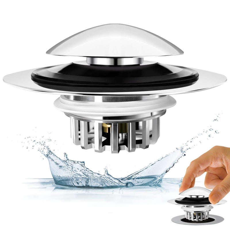 BAOLSLS Bathtub Drain Stopper, Pop Up Tub Drain Hair Catcher, Bath Tub Drain Plug and Cover for 1.45-1.8in Drain Hole, Replaces Lift and Turn, Tip Toe or Trip Lever, Silver - Image 1