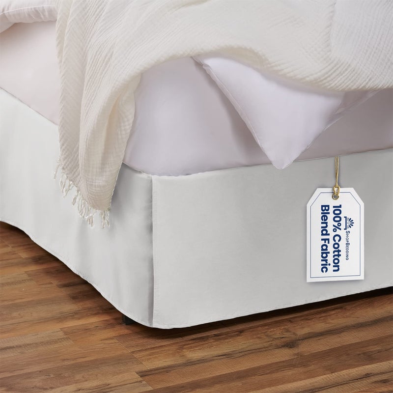 SHOPBEDDING Tailored Bed Skirt by ShopBedding - 14-Inch Drop Bed Skirts for Full Size Bed - Premium cotton Blend Pleated Dust Ruffle with Split corners (Available in 16 colors) 