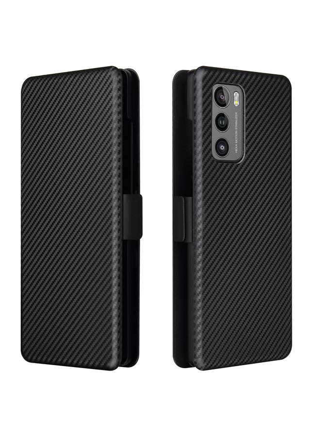 اس-توب جراب لهاتف LG Wing 5G مع مشبك من ألياف الكربون، جراب قلاب أفقي من مادة TPU + PC + جلد PU مع فتحة بطاقة - Image 2