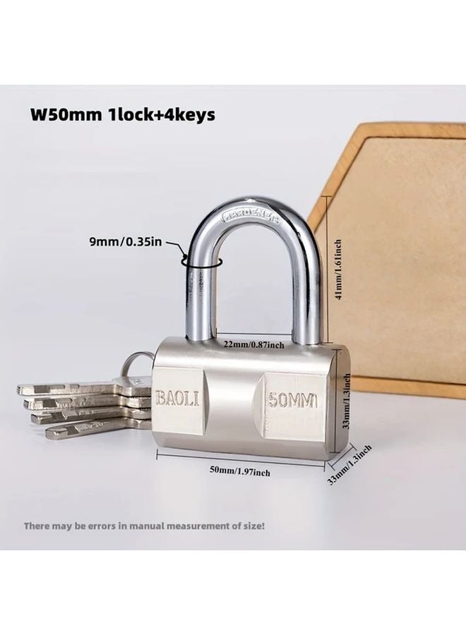 Heavy Duty C Class Anti Theft Padlock 50mm Copper Core High Security Metal Lock 4 Keys - Image 1