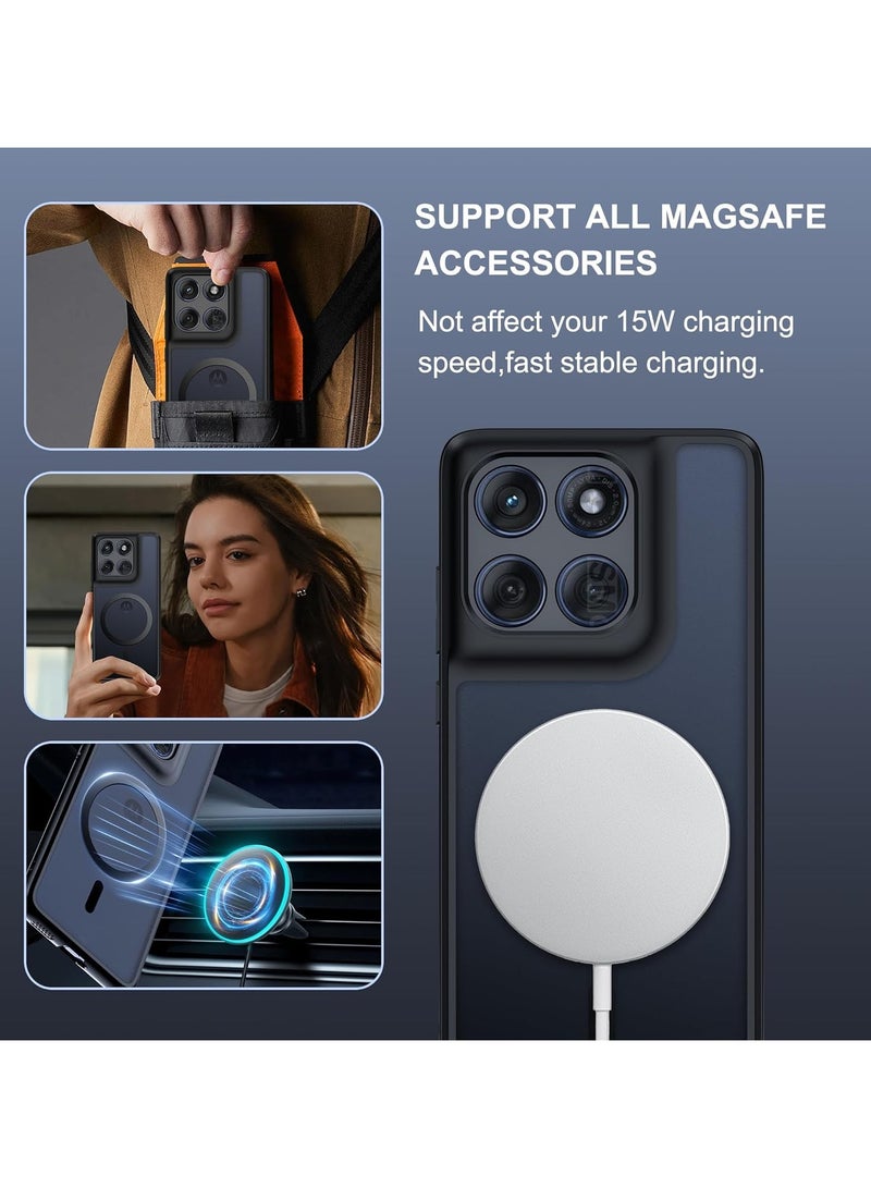 For Motorola Edge 60 Pro Magnetic Case, Compatible with MagSafe, TPU+PC Shockproof Matte Skin Feel Mobile Phone Back Cover, Anti-fingerprint Slim Fit Protective Casing  - Image 3
