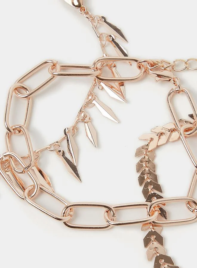 Styli Set of 3 Link Pointed Drop Anklet
