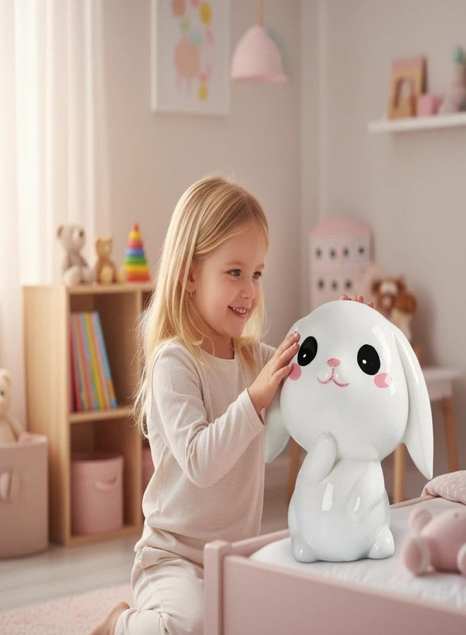 SUSOYAOCHEN Small Rabbit Piggy Bank, Cute Bunny Ceramic Coin Bank Creative Money Box Money Birthday Gift for Boys Girls Bedroom Decoration - Image 4