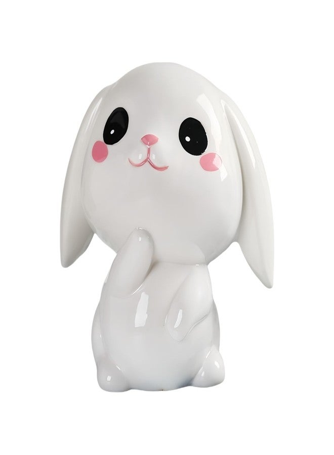 SUSOYAOCHEN Small Rabbit Piggy Bank, Cute Bunny Ceramic Coin Bank Creative Money Box Money Birthday Gift for Boys Girls Bedroom Decoration - Image 1