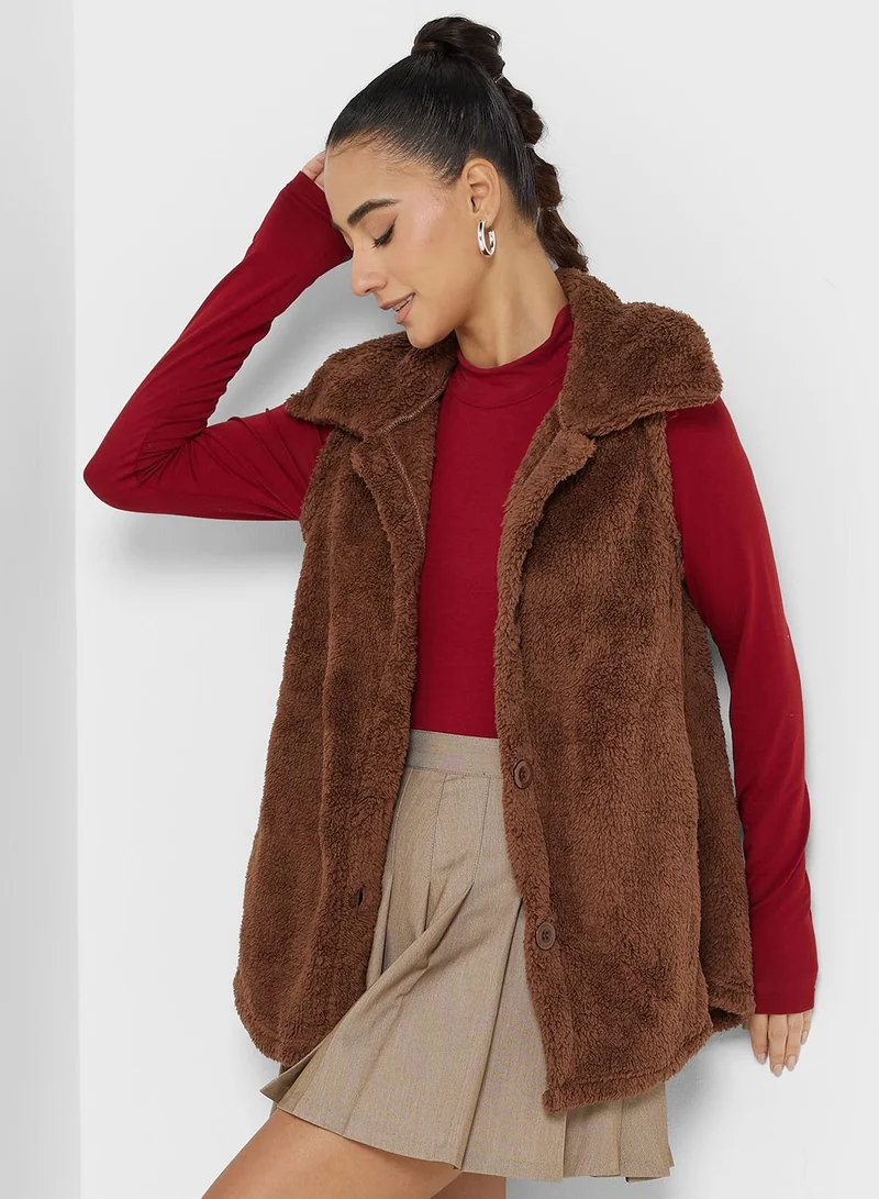 Ginger Faux Fur Vest Coat