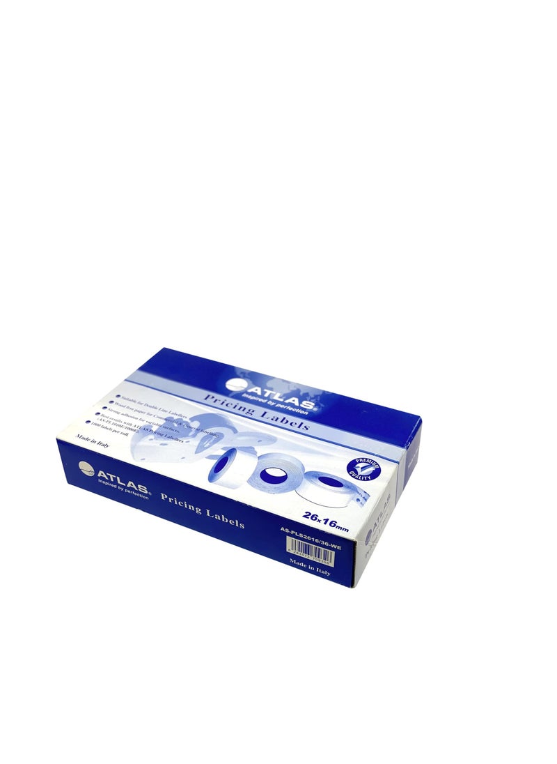 ATLAS - 10-Piece Two-Line Print Price and Date Label Rolls White - Image 1