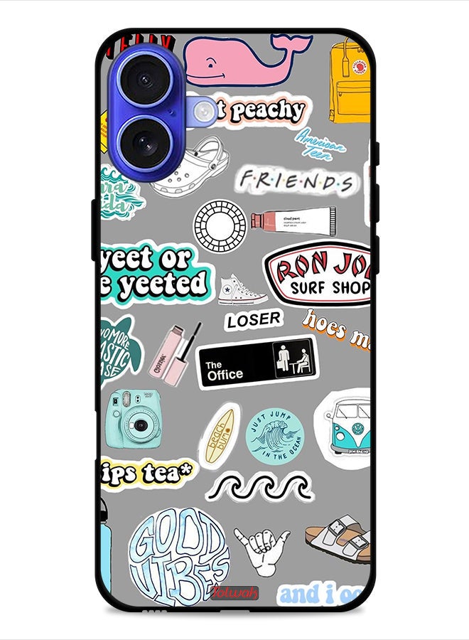 Tolwak Apple iPhone 16 Plus Protective Case Cover Good Vibes Stickers - Image 1
