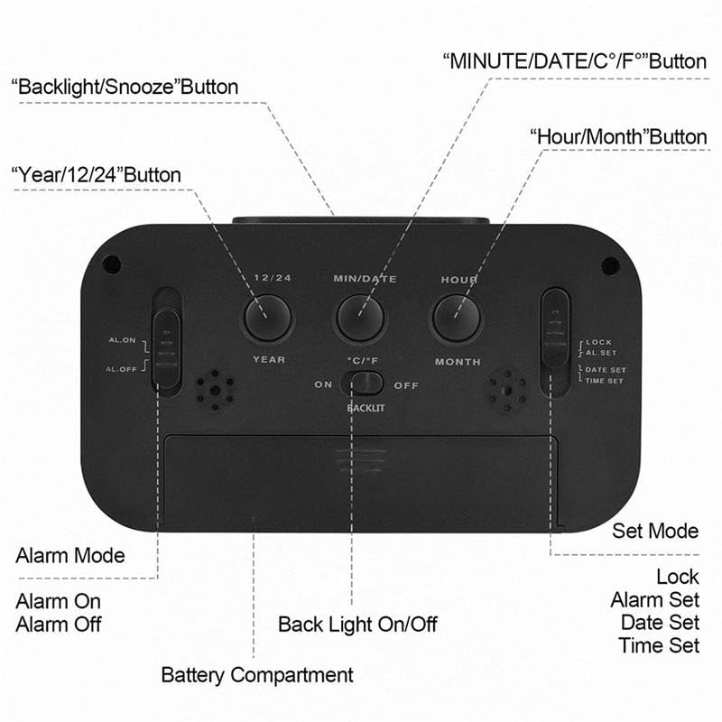wudcraft Digitial Alarm Table Clock for Bedroom, Work Table, Kitchen, Students, Office - Timer, Alarm, Temperature Indicator, Date. - Image 4