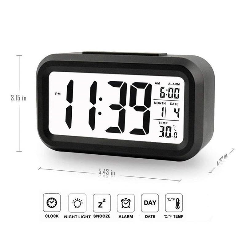 wudcraft Digitial Alarm Table Clock for Bedroom, Work Table, Kitchen, Students, Office - Timer, Alarm, Temperature Indicator, Date. - Image 2